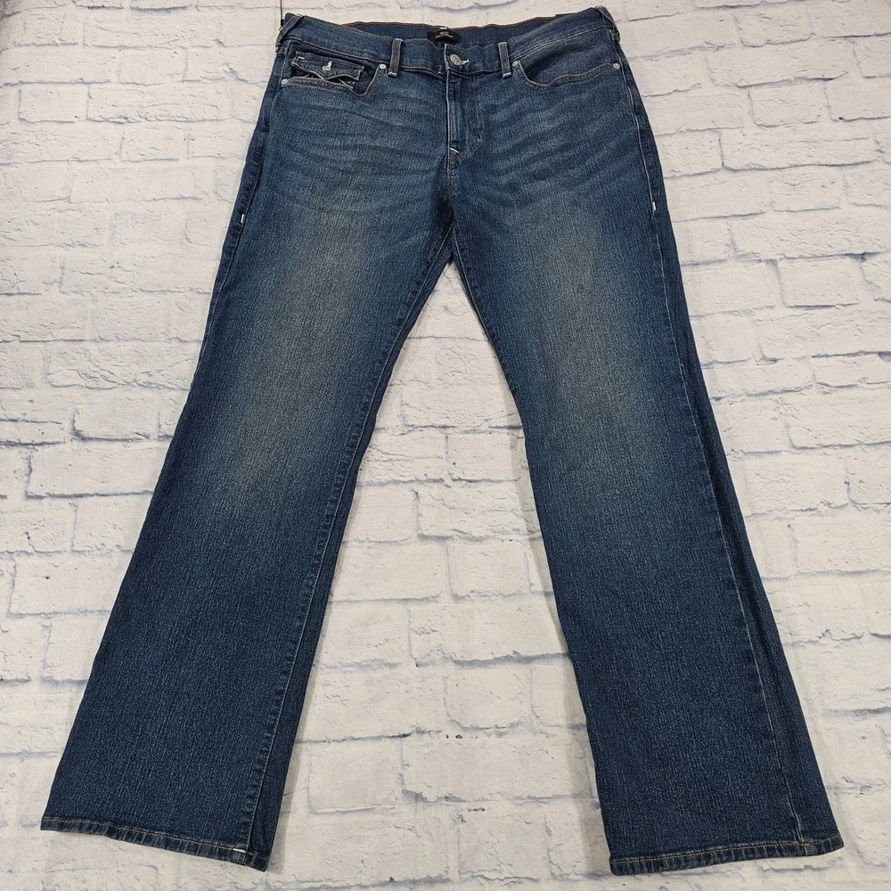 True Religion Billy Relaxed Bootcut Jeans MENS 38x33.5 Blue Dark Wash Denim